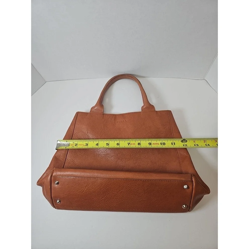 Furla Genuine Leather Medium Tote- Brown/‎ Orange Made In Italy